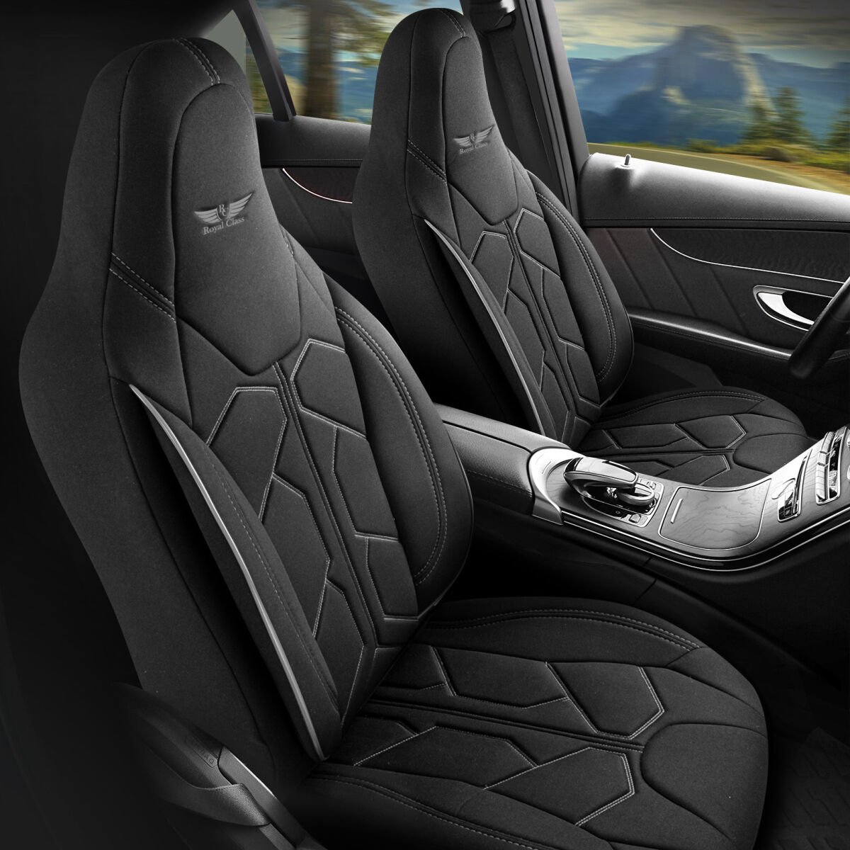 Bild von Sitzbezüge passend für VW Jetta in Schwarz Grau Pilot 1.1