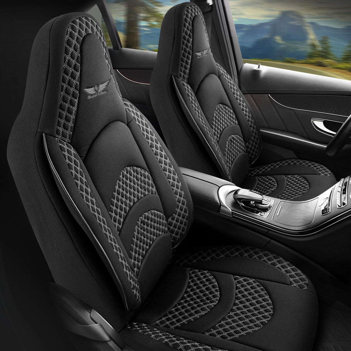 Bild von Sitzbezüge Komplett passend für Mazda 3 in Schwarz Grau Pilot 3.1