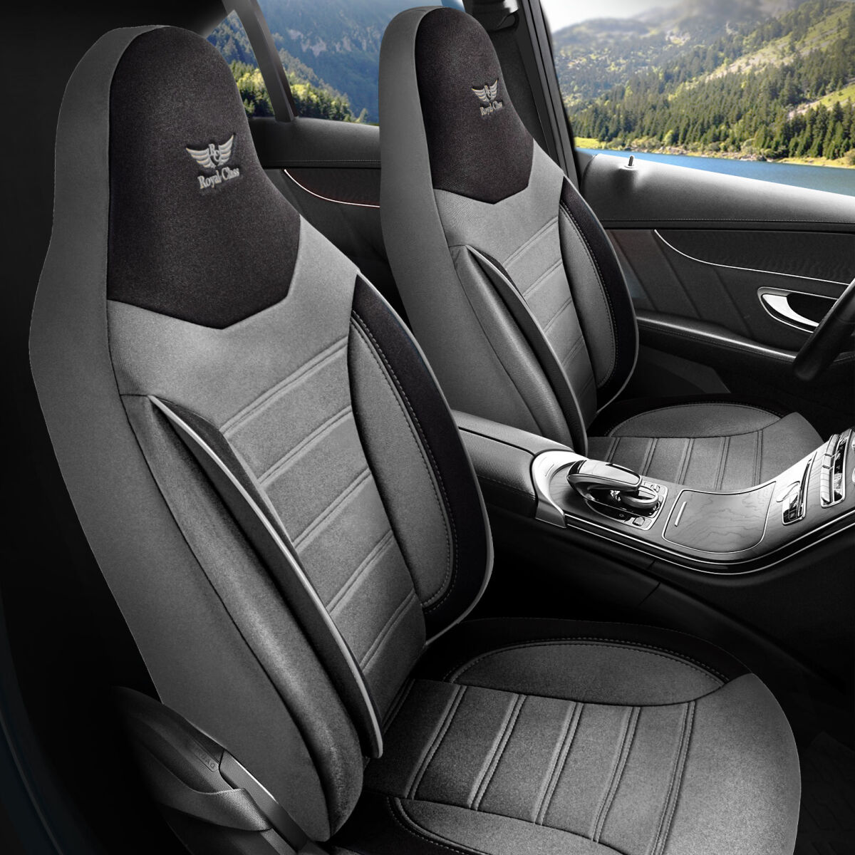 Bild von Auto Schonbezug RoyalClass passend Land Rover Discovery Sport Grau Schwarz Pilot 4.6