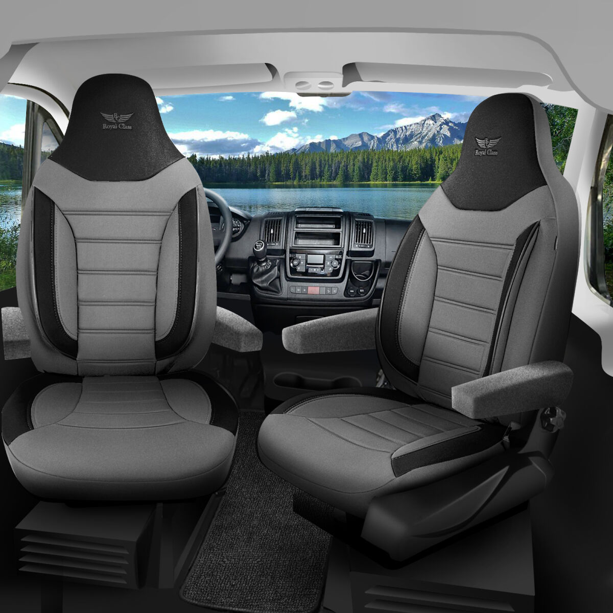 Bild von Sitzbezug Schonbezug Campingbus Wohnmobil Caravan Camper in Grau Schwarz Pilot 4.6