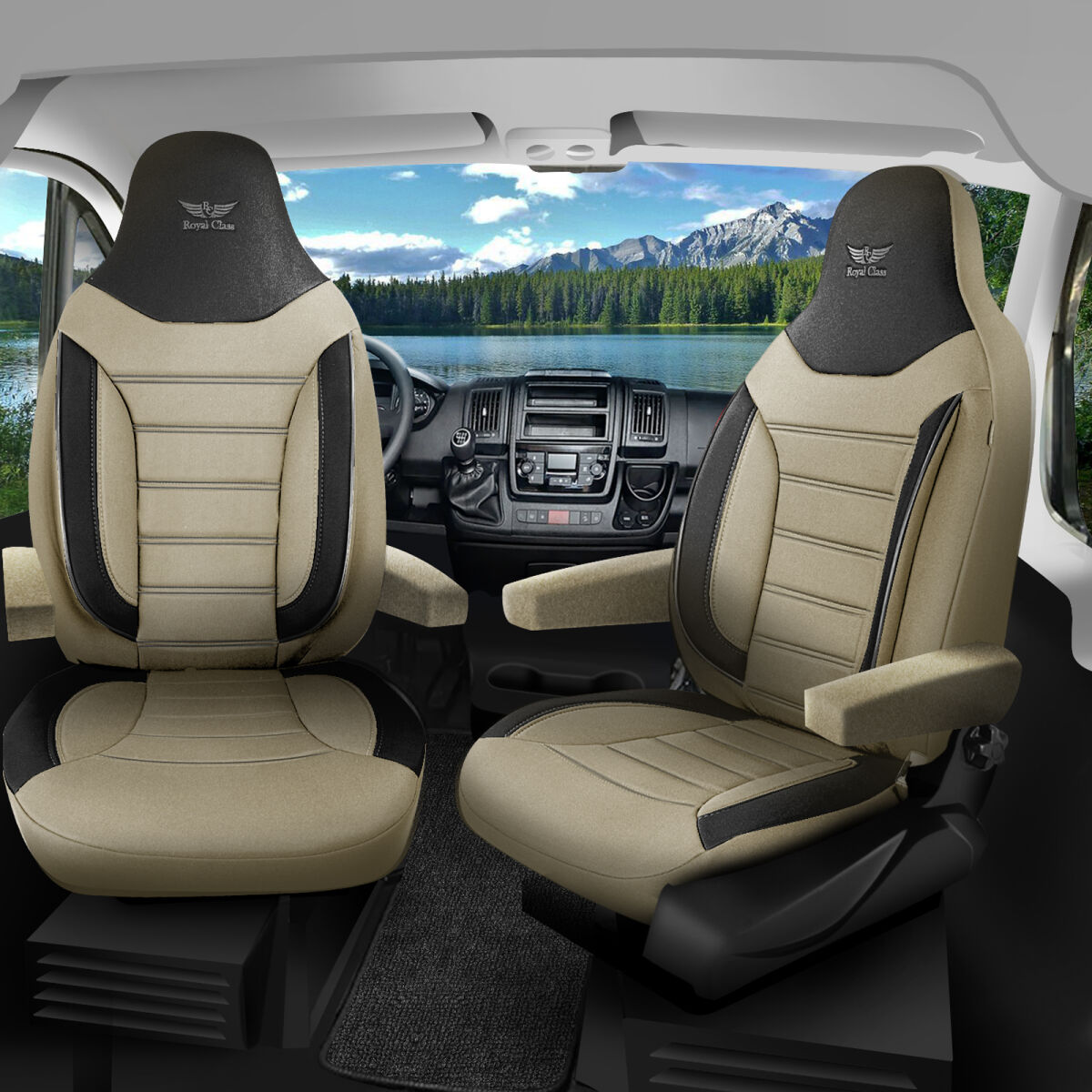 Bild von Sitzbezüge passend für Pilote Wohnmobil Caravan in Beige Schwarz Pilot 4.8