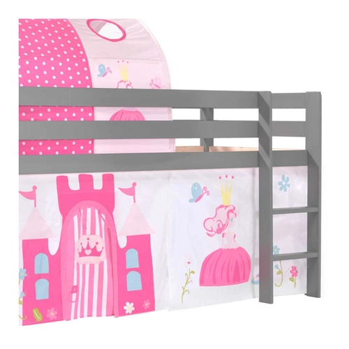 Bild von Kinderzimmer Bett mit Prinzessin Motiv Grau Pink Rosa