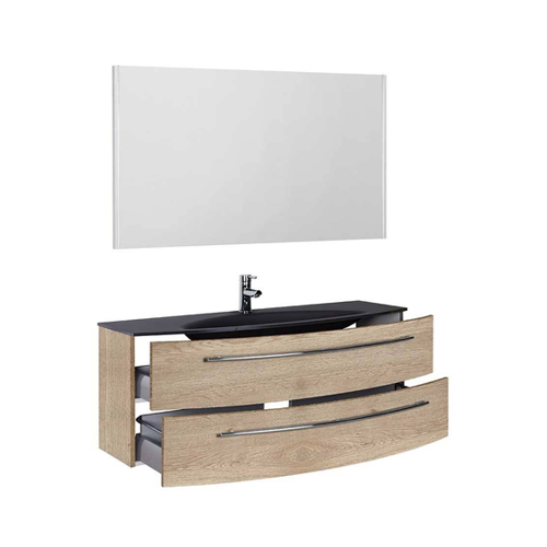 Bild von Bad Set 2-teilig modern in Eichefarben mit LED Beleuchtung