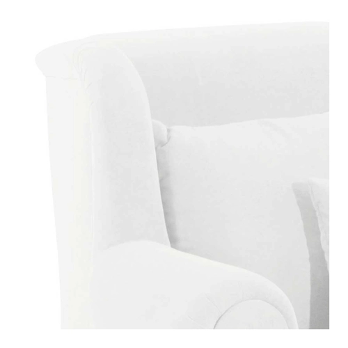 Bild von Sessel mit Fußteil Landhaus in Creme Weiß Velours Bezug