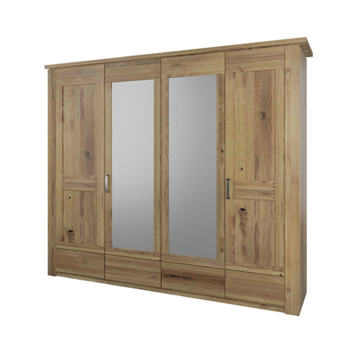 Bild von Kleiderschrank aus Massivholz mit Drehtüren und Spiegel