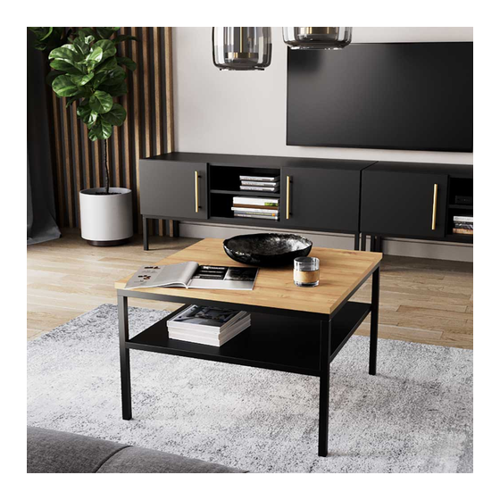 Bild von Sofatisch Couchtisch aus Metall mit Holzwerkstoff Oberfläche