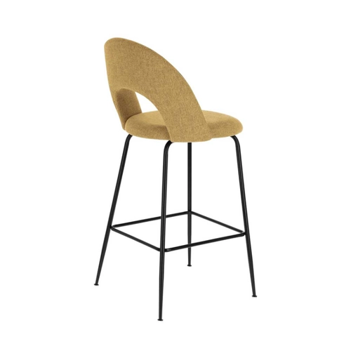 Bild von Bar Sitzhocker mit Rückenlehne Gelb Stoff (4er Set)