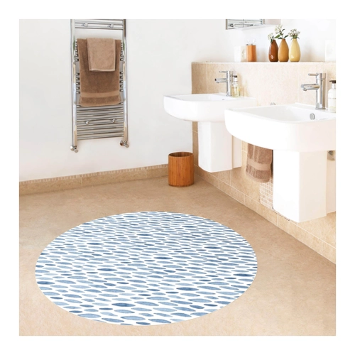 Bild von Runder Vinyl-Teppich Aquarell Regen in Indigo klein und groß