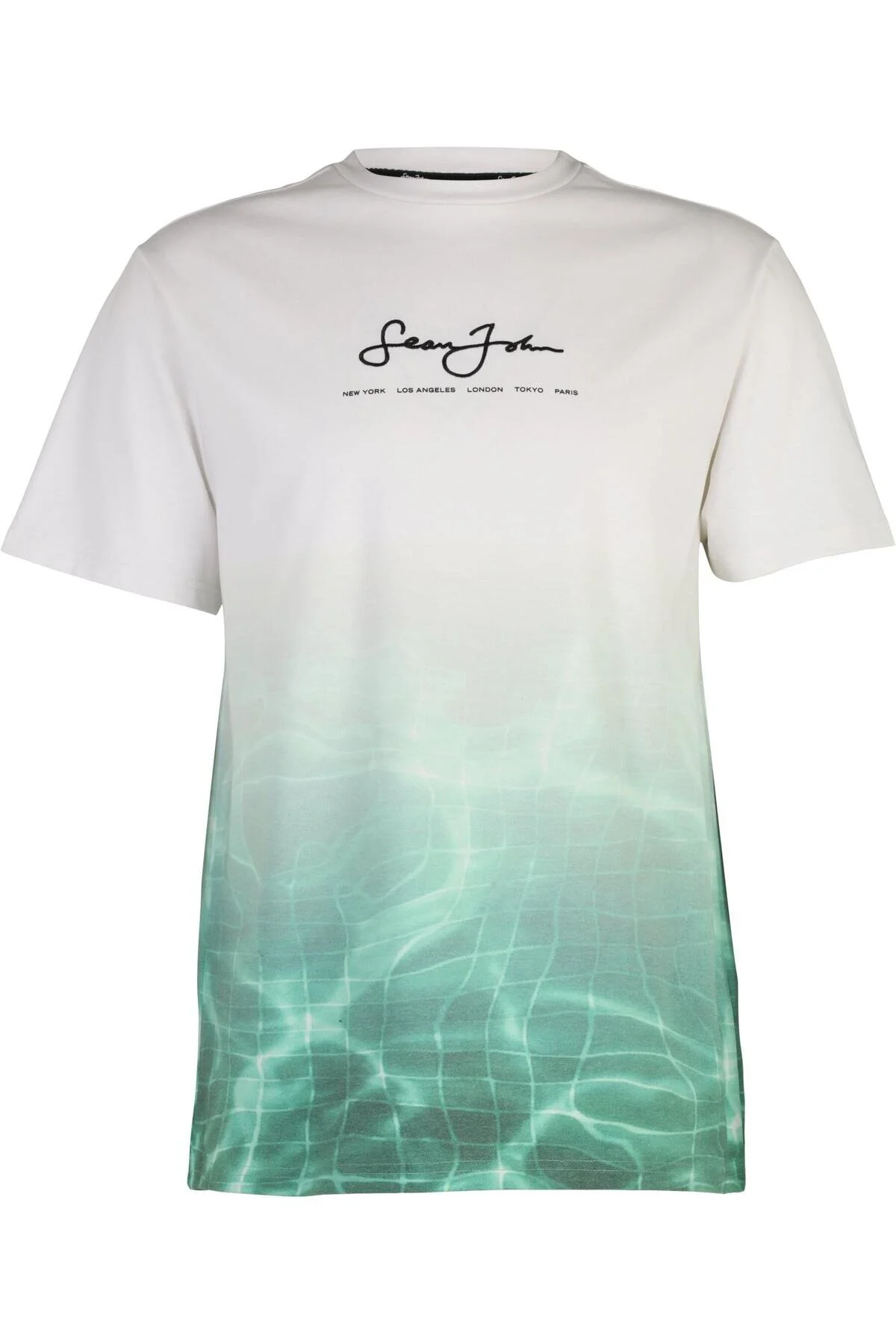 Bild von Sean John Jm221-017-01 Script Logo Pool Print Tee Weiß/grün für Herren - XL