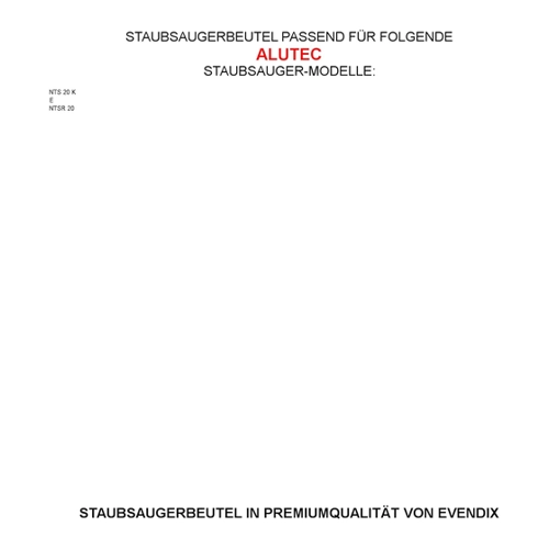 Bild von 16 Staubsaugerbeutel für ALUTEC NTS 20 K, E von eVendix – Effiziente Reinigung für Ihr Zuhause