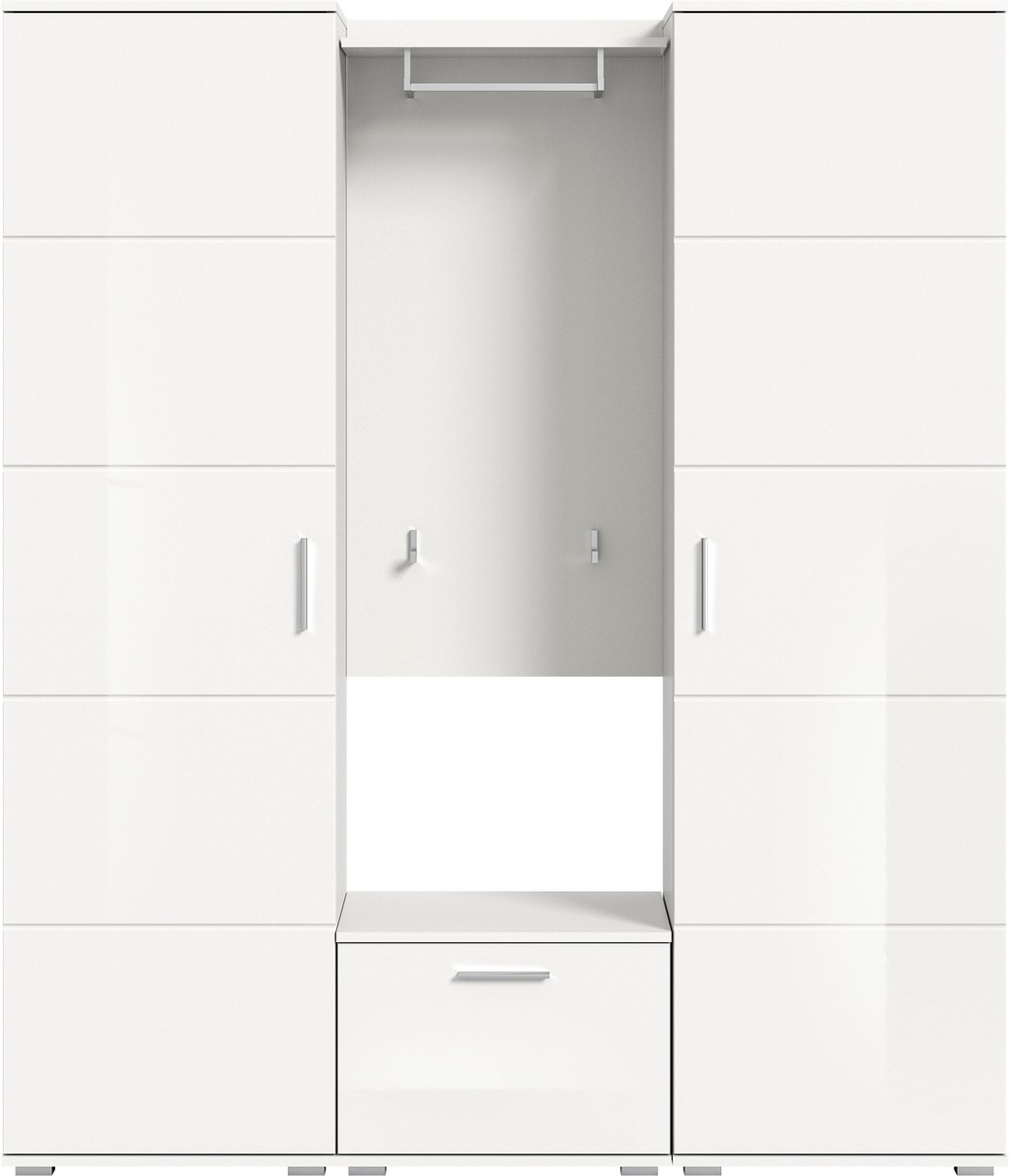 Bild von INOSIGN Garderoben-Set »Valge, Breite 180 cm inkl. 15cm Typenabstand, 4-tlg. Set, best. aus:«, (4 St.), 2x Garderobenschrank, 1x Sitzbank und 1x Garderobenpaneel