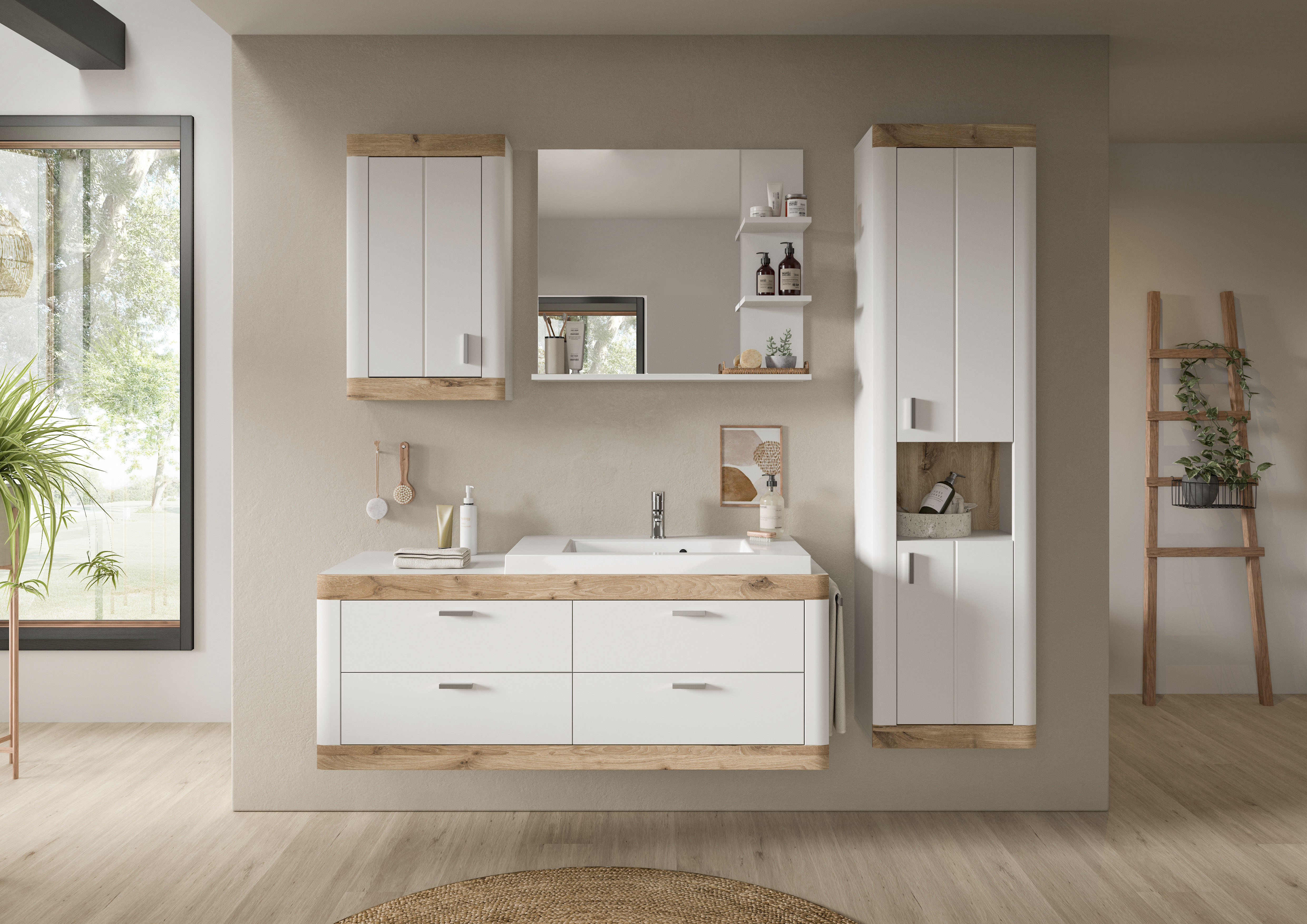 Bild von Home affaire Waschtisch "Laredo, Breite 132cm", Waschbeckenunterschrank inkl. Waschbecken, Badschrank, Soft Close