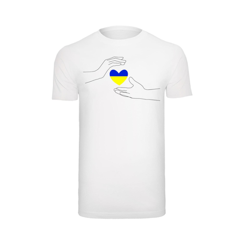 Bild von Merchcode Peace 2 Hand Heart Weißes T-shirt Rundhals für Herren - XL