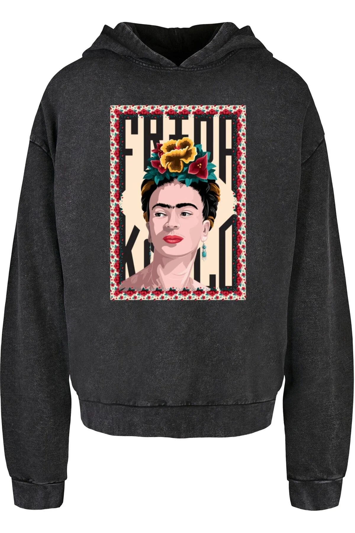 Bild von Merchcode Kapuzensweatshirt Merchcode Frida Kahlo - Frame one Acid Washed Oversized Hoody (1-tlg)