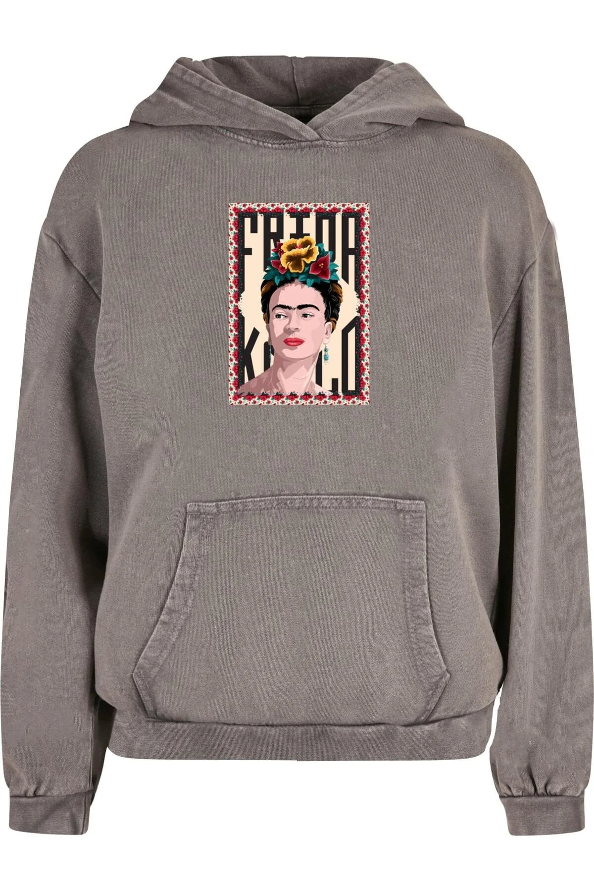 Bild von Merchcode Frida Kahlo Frame One Oversize-kapuzenpullover Mit Acid-wash-effekt für Damen - M