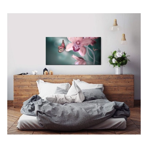 Bild von Sinus Art Leinwandbild Blume mit Schmetterling – Ein kunstvolles Wandbild für Ihr Zuhause