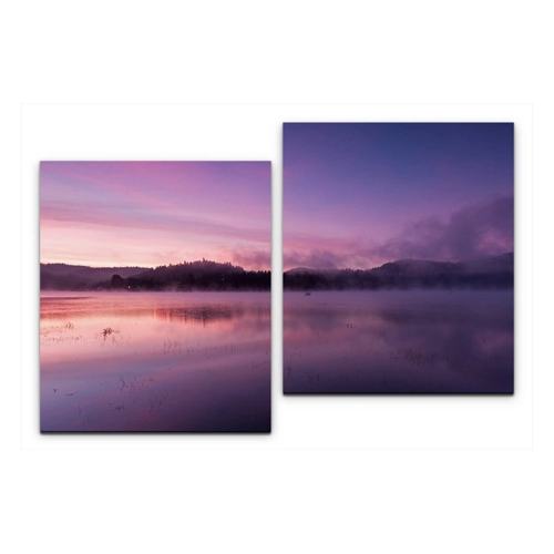 Bild von Sinus Art Leinwandbild Nebel über dem Solina See