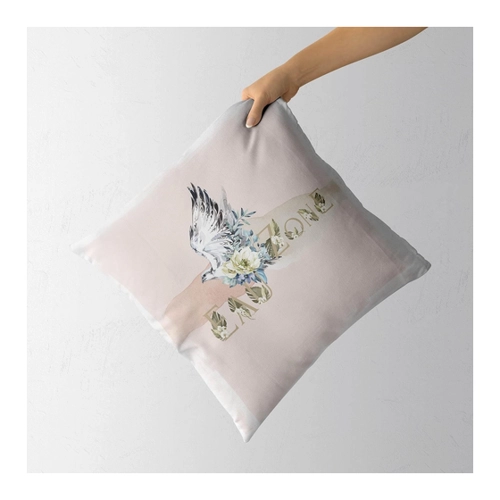 Bild von Dekokissen Eauzone Aquarell Motiv Falke Blumen Pastelltöne – Kunstvoll dekoratives Zierkissen