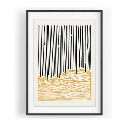 Bild von Sinus Art Wandbild Dekorative abstrakte Kunst Modern Verzierend, Farbe Motiv gerahmt Schwarz in A3