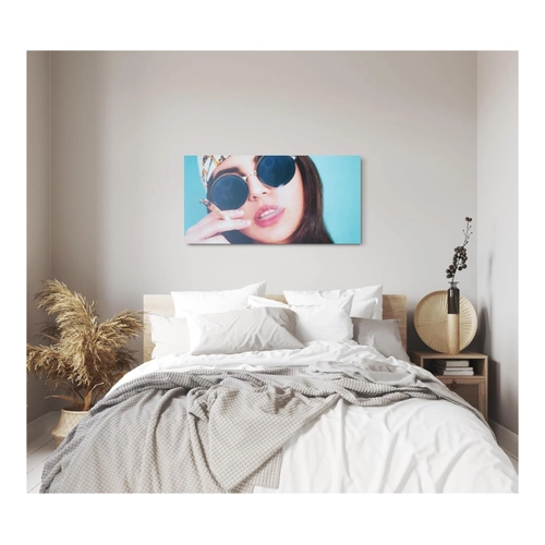 Bild von Paul Sinus Kunstdruck Bilder 120x60cm - Joint Hippie junge Frau Gras Sonnenbrille