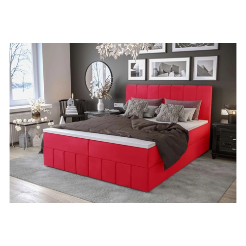 Bild von 99rooms Amber Boxspringbett 140x200 cm Kunstleder SOFT Rot I