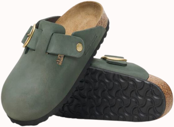 Bild von Birkenstock Boston Big Buckle Clogs Pantoletten grün thyme SCHMAL 1028033
