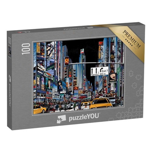 Bild von puzzleYOU Puzzle 200 Teile „Vektor-Illustration Einer Straße in New York City bei Nacht“ – Entdecke die Faszination der Puzzles