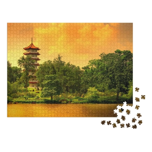 Bild von PuzzleYOU Puzzle 48 Teile „Pagode der chinesischen Gärten in Singapur“