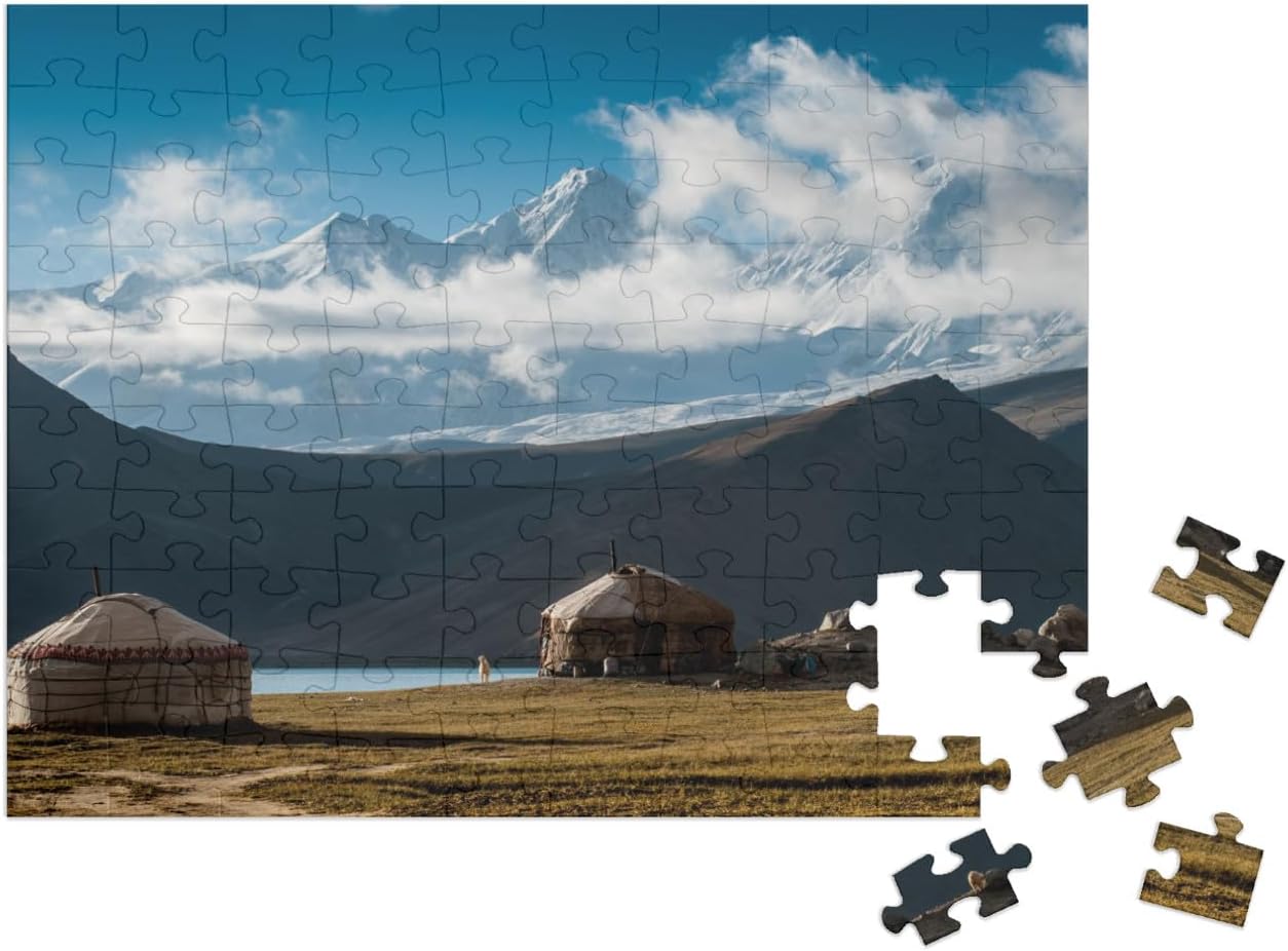 Bild von puzzleYOU: Puzzle 1000 Teile „Das Jurtendorf vor dem Karakul-See in der Autonomen Region Xinjiang Uighur in China is“