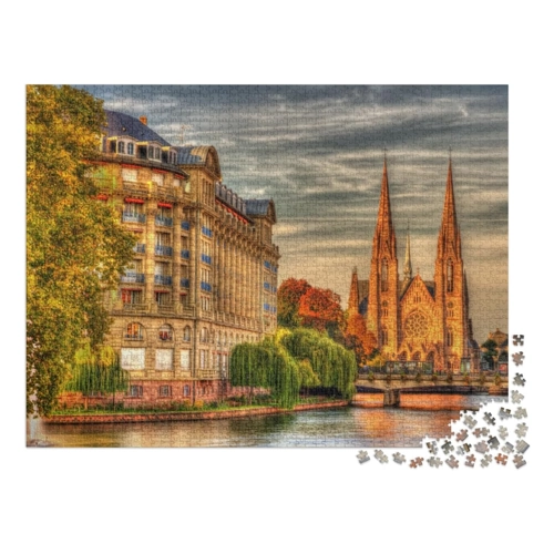 Bild von PuzzleYOU Puzzle Kirche Saint Paul und ESCA-Gebäude in Straßburg – 500 Teile