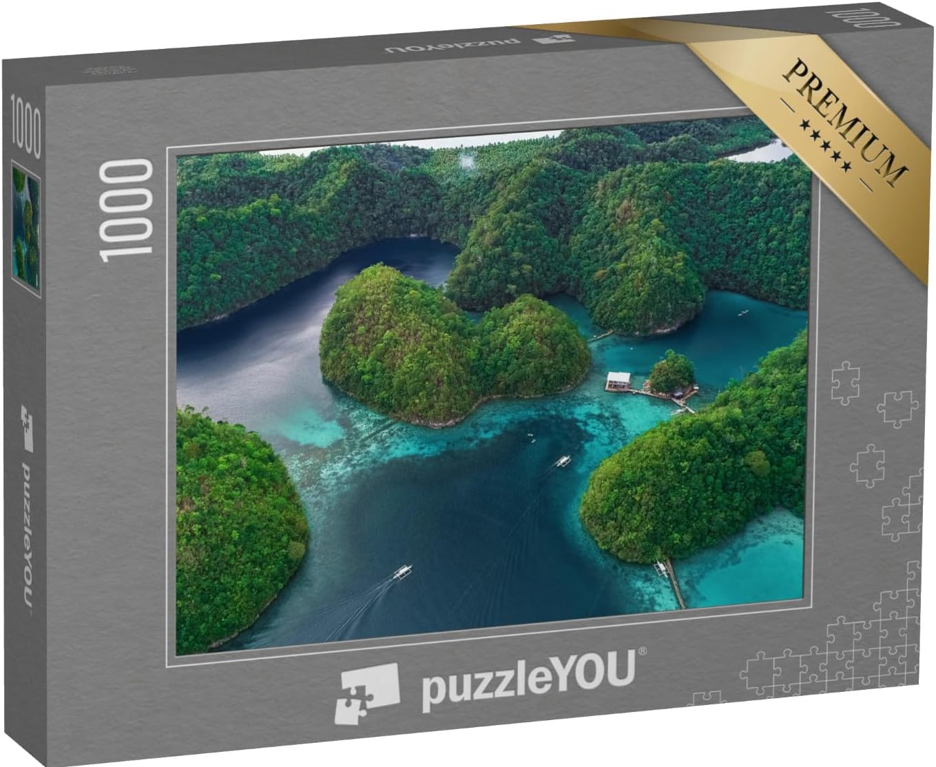Bild von puzzleYOU: Puzzle 2000 Teile „Luftaufnahme der Sugba-Lagune, Siargao Island, Philippinen“ – aus der Puzzle-Kollektion Philippinen