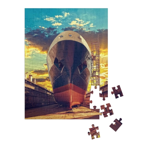 Bild von puzzleYOU: Puzzle 2000 Teile „Schiff im Trockendock Einer Werft“