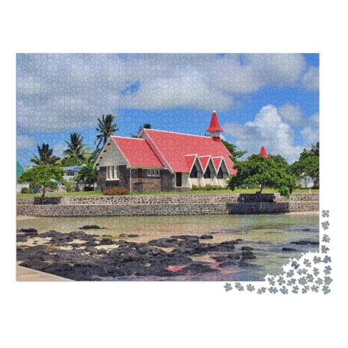 Bild von puzzleYOU Puzzle Idyllische Kirche in Cap Malheureux, Mauritius