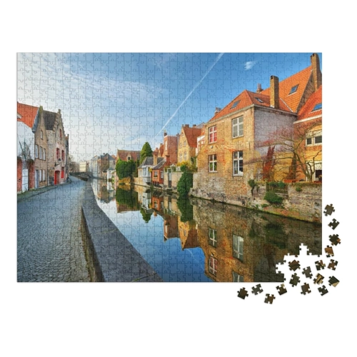 Bild von puzzleYOU Puzzle 1000 Teile „Brugge (Brügge) Kanal und Stadtansicht, Belgien“