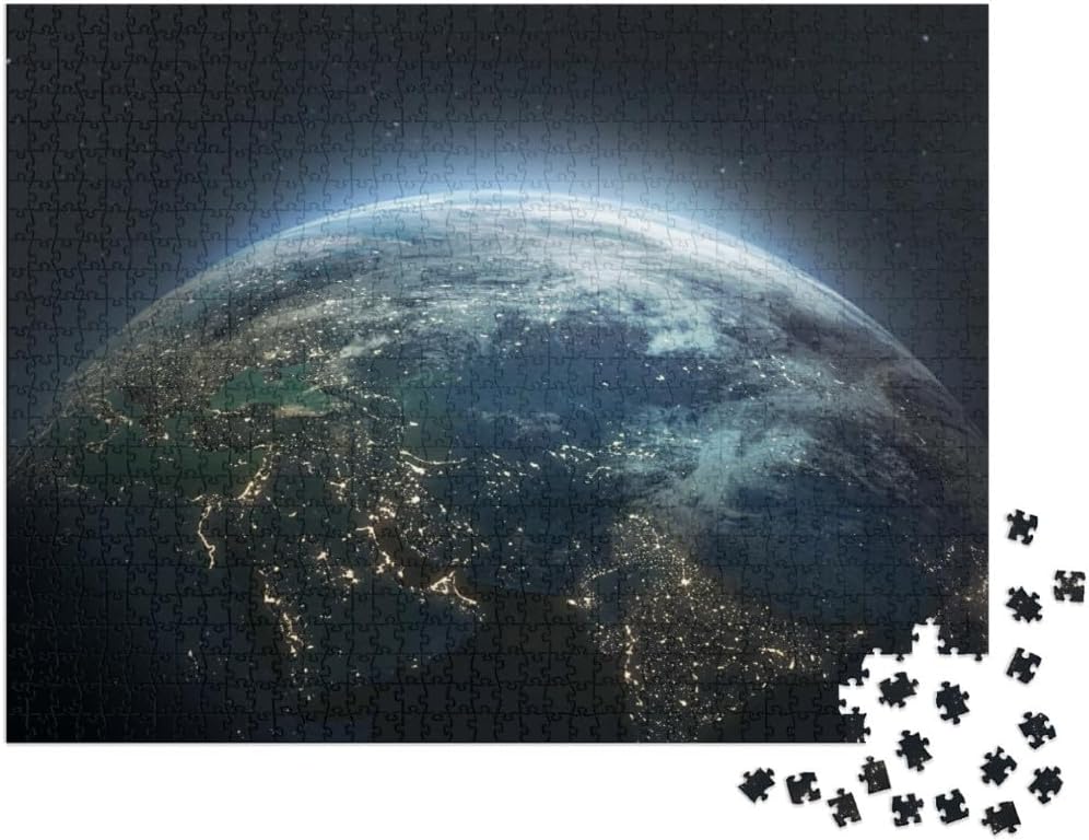 Bild von puzzleYOU Puzzle Die Erde bei Nacht, Stadtlichter auf dem Planeten, 48 Puzzleteile, puzzleYOU-Kollektionen Planeten, Weltraum, Universum