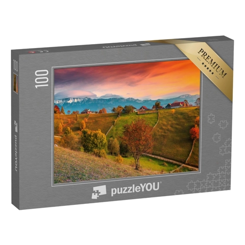 Bild von puzzleYOU: Puzzle 100 Teile „Herbstlandschaft mit hohen Bergen, Magura, Siebenbürgen, Rumänien“