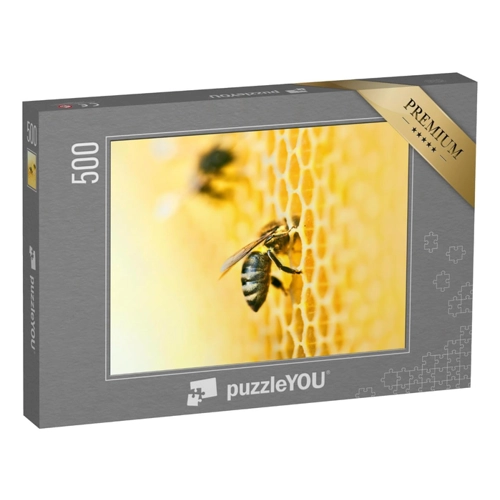 Bild von puzzleYOU: Puzzle 2000 Teile „Makroaufnahme: Bienenstock mit Honigwabe und Bienen“