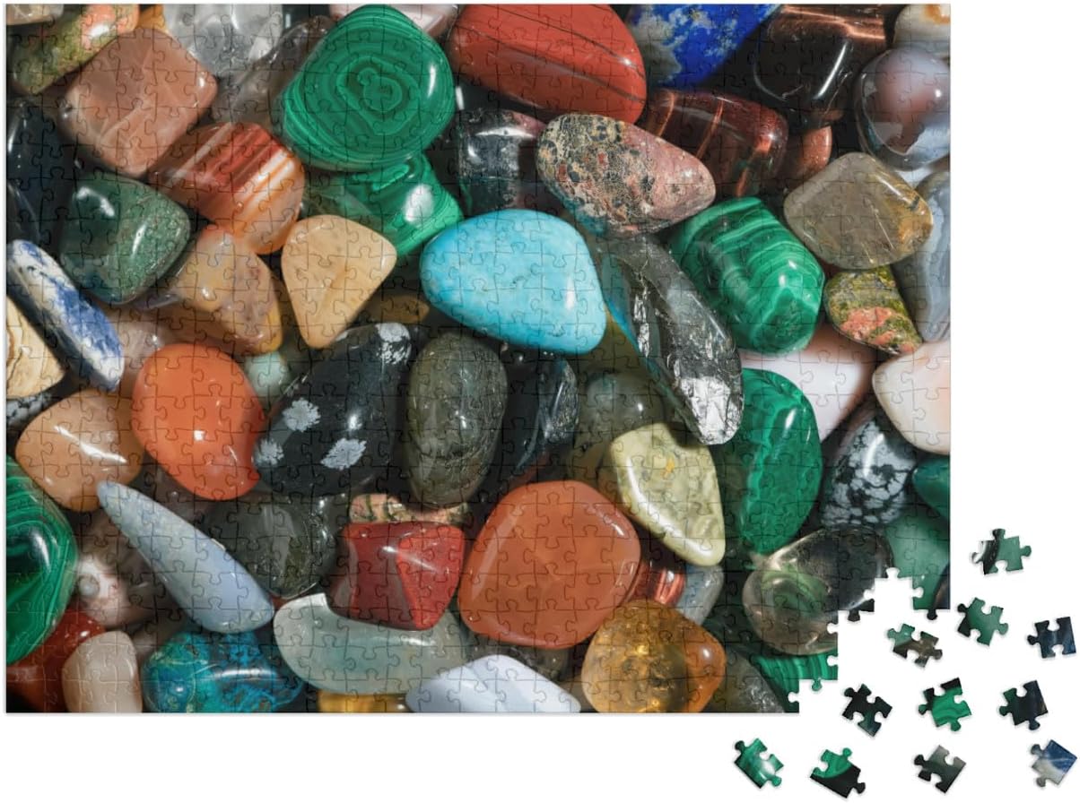 Bild von puzzleYOU: Puzzle 500 Teile „Verschiedene polierte Halbedelsteine: Amethyst, Quarz, Achat und viele mehr“ – aus der Puzzle-Kollektion Chakra, Menschen