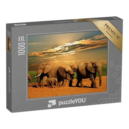Bild von Erlebe die Faszination mit dem puzzleYOU Puzzle „Afrikanische Elefantenherde“