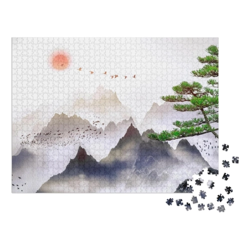 Bild von puzzleYOU Puzzle Traditionelle chinesische Malerei: Berglandschaft