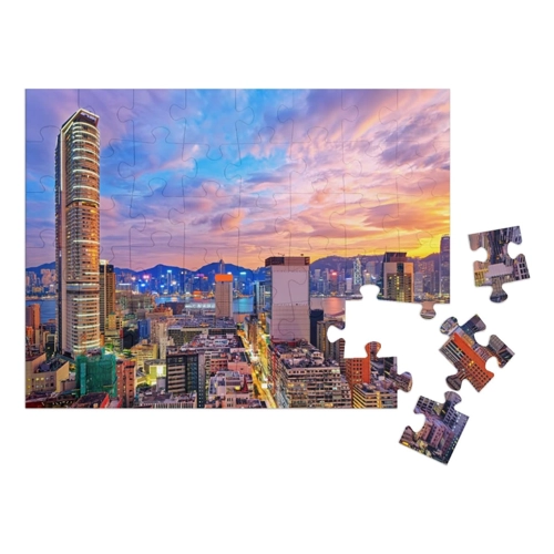Bild von Entdecken Sie das puzzleYOU Puzzle „Skyline von Hongkong im Sonnenuntergang“