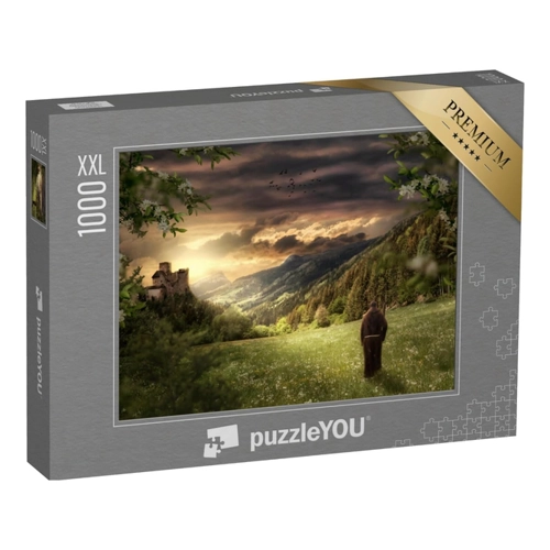 Bild von puzzleYOU Puzzle Digitale Kunst: Fantastisches grünes Tal - 500 Teile