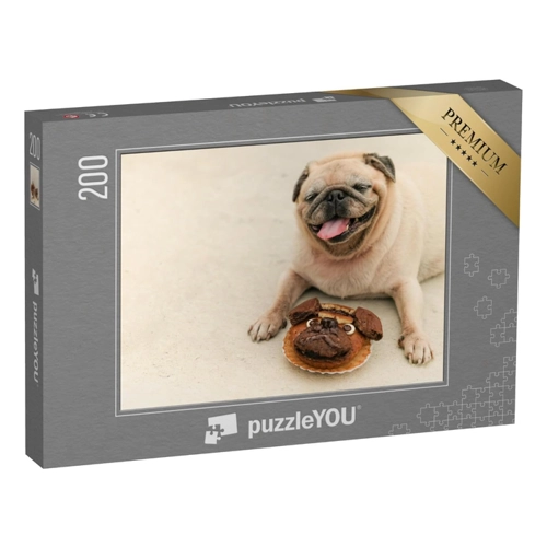 Bild von PuzzleYOU Puzzle Lustiger Mops mit Mops-Kuchen, 2000 Teile