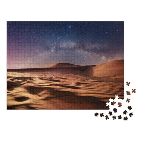 Bild von puzzleYOU: Puzzle 48 Teile „Ruhige klare Sternennacht in der Wüste, Sanddünen“