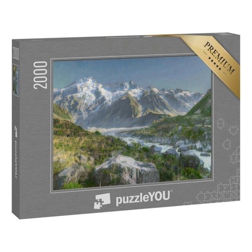 Bild von puzzleYOU: Puzzle 2000 Teile „im Kunst-Stil von Claude Monet - Hooker Valley Track“