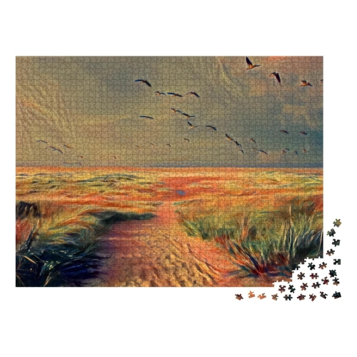 Bild von puzzleYOU Puzzle Enten im Stil von Edvard Munch – 2000 Puzzleteile