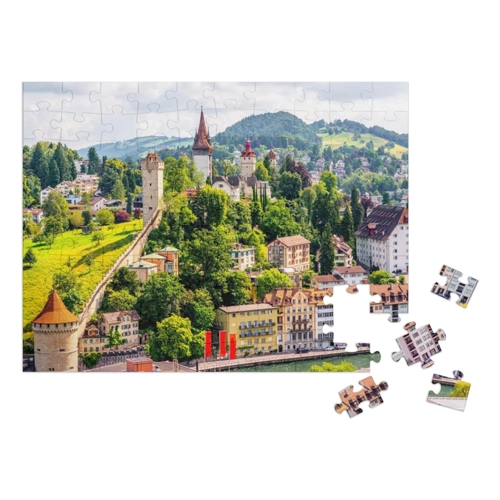 Bild von puzzleYOU Puzzle Altstadt mit Festungsmauer und Türmen, Luzern, 1000 Puzzleteile
