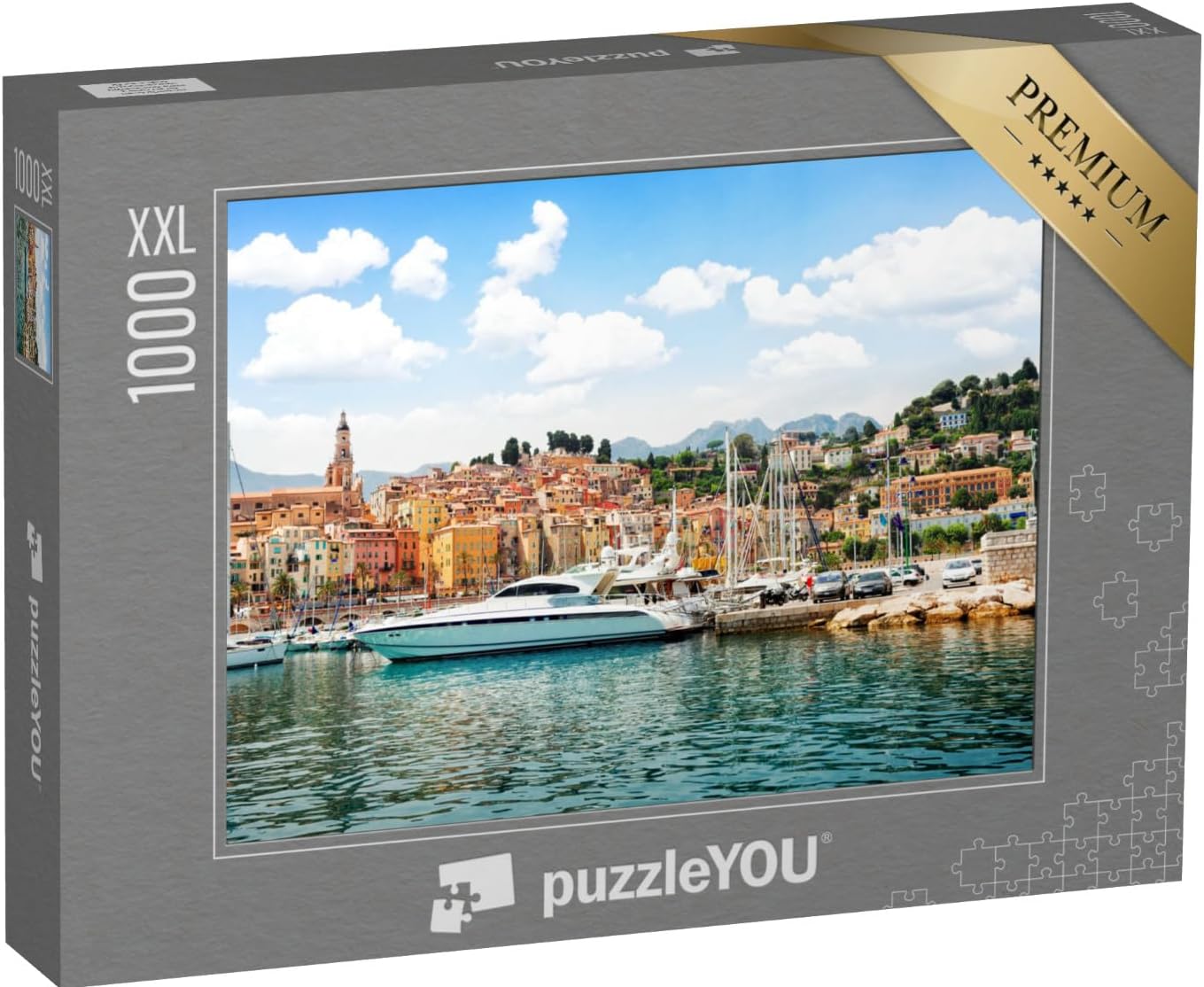 Bild von puzzleYOU Puzzle Mentoner Altstadthafen am Sommertag, Frankreich, 1000 Puzzleteile, puzzleYOU-Kollektionen
