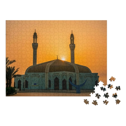Bild von puzzleYOU Puzzle „Moschee und Minarett im Sonnenuntergang“ – 1000 Teile XXL