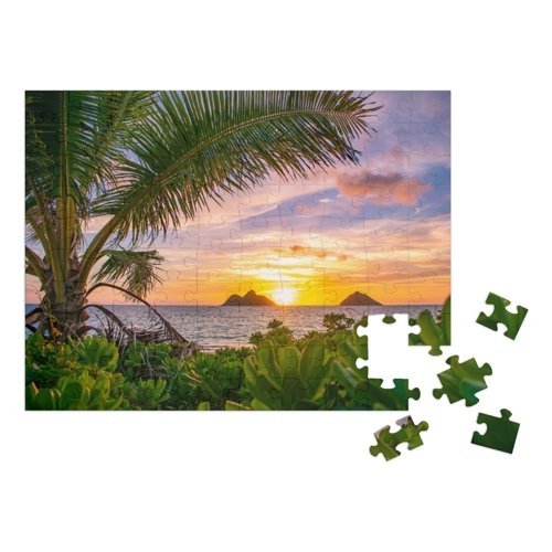 Bild von Puzzle 1000 Teile XXL „Wunderschöner tropischer Sonnenaufgang über Lanikai Beach, Oahu, Hawaii“